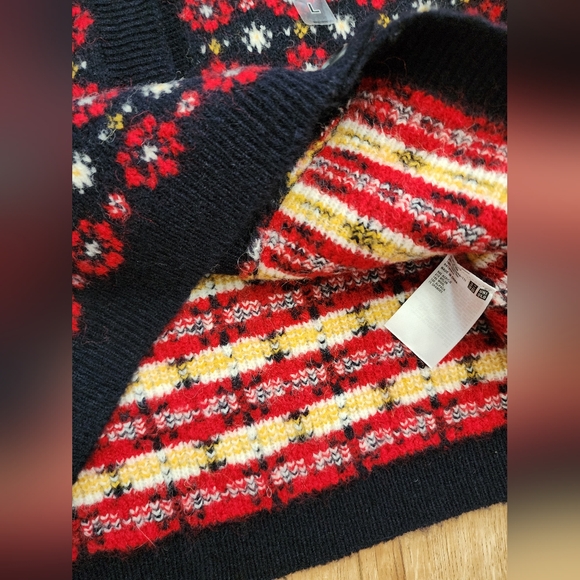 Uniqlo Ines de la Fressange Women's L Jacquard Wool Alpaca Double Knit Cardigan - Picture 7 of 9